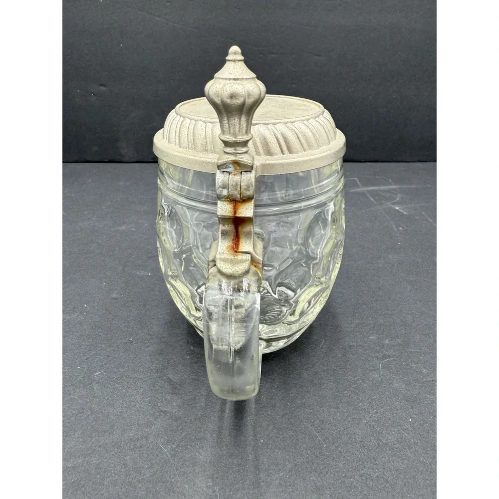 Vintage Haku Glass With Metal Lid‎ Original Bierseidel Beer Stein Mug